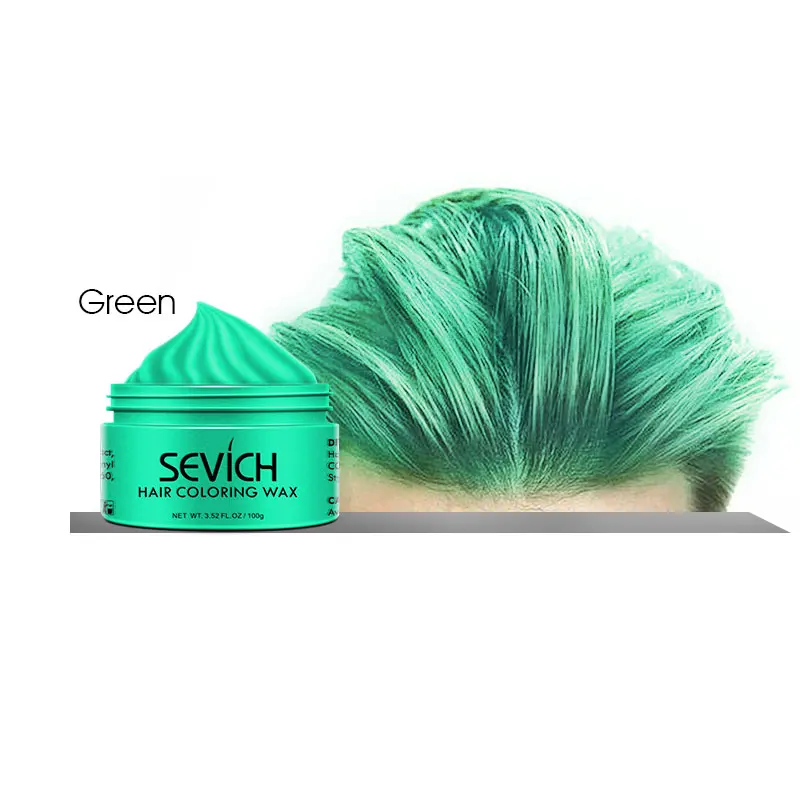 Green Sevich цветной воск для волос 100 г временные волосы цветной воск для мужчин DIY прическа грязевая формовочная паста Краска Крем гель одноразовая Краска крем для волос - Цвет: Green