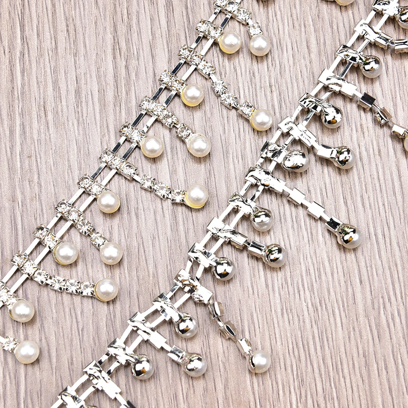 1 ярд/5 ярдов/лот жемчужные Кристаллы Стразы цепочка отделка свадебное