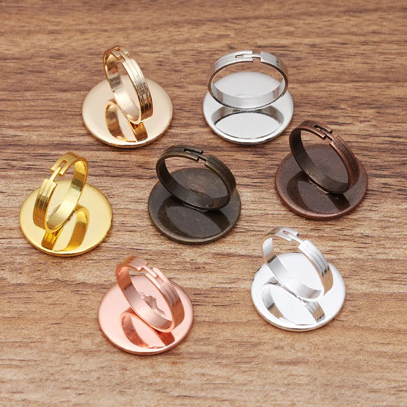 10pcs Adjustable Blank Ring Base Accessories Fit 10mm-20mm Glass Cabochons Cameo Settings DIY Jewelry Findings | Украшения и