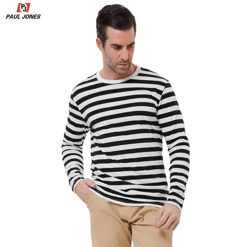 Мужские повседневные полосатые футболки с длинным рукавом от PAUL JONES мягкие
