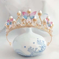 bridal pearl crown wedding accessories children birthday butterfly crown stage performance hair accessories dress accessories