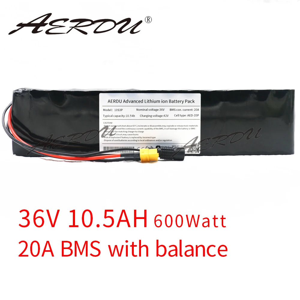 Аккумулятор AERDU литиевый высокой мощности для электровелосипеда 36 В 10S3P 18650 а/ч 42 в