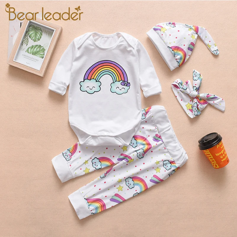 Bear Leader Baby Clothes New Autumn Boy&ampGirl Clothing Sets Fshion Sweet Children Bodysuits Rainbow Printed Kids Set | Детская одежда