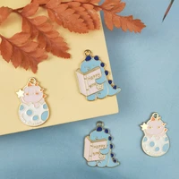 jeque 10pcs animal enamel charms zinc alloy pig dinosaur charms for diy jewelry making necklaces earrings pendants craft