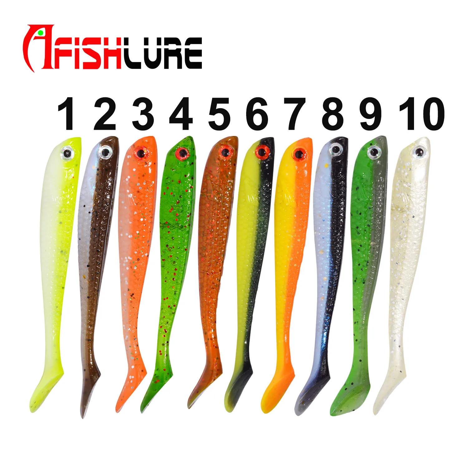 Afishlure T Хвост Мягкая Мини Шад приманка 55 мм/1 15g 10 шт./пакет искусственные мягкие