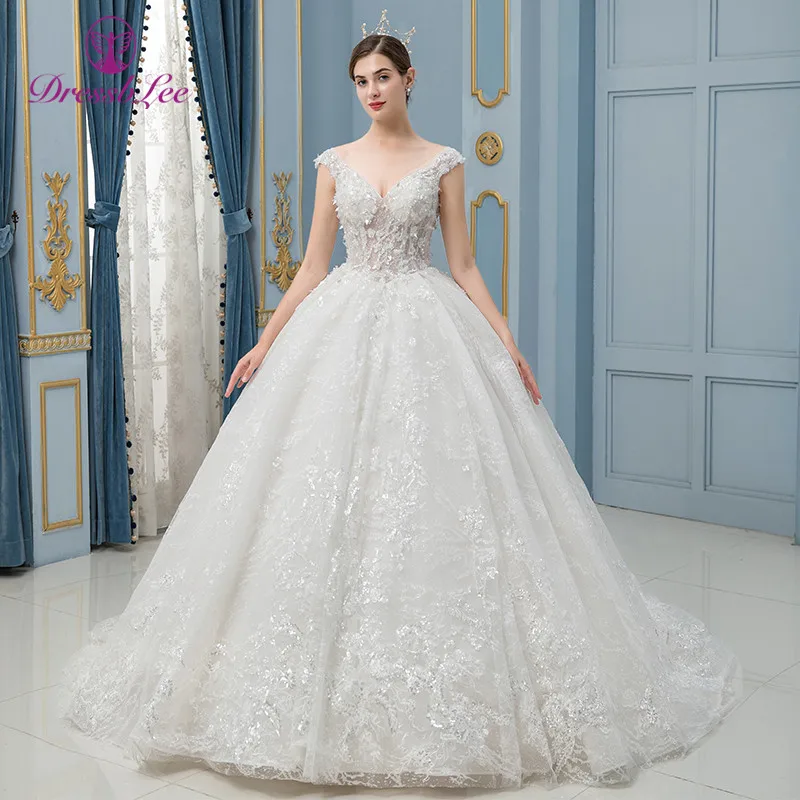DressbLee бальное платье свадебное размера плюс с бисером Роскошные свадебные платья