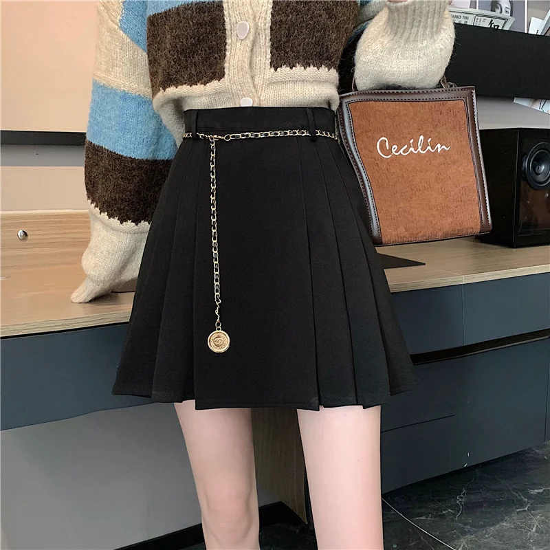 Коричневая Женская осенне-зимняя маленькая плиссированная юбка новый дизайн 2021