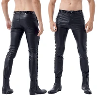 autumn men leather pants skinny fit elastic plus size pu leather trousers windproof casual motorcycle trousers pants streetwear