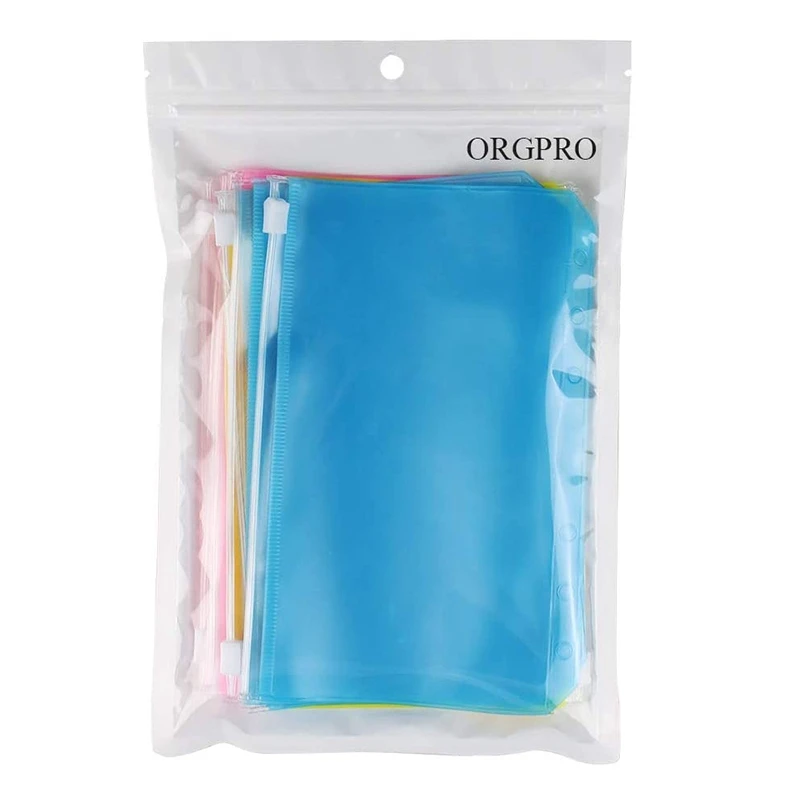 

12Pcs Binder Pocket A6 Size 6 Holes Binder Zipper Folders for 6-Ring Notebook Waterproof Binder Loose Leaf Bags