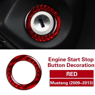 Red Для Ford Mustang 2009-2013 автомобильный Стайлинг интерьер углеродного волокна двигатель старт стоп Крышка зажигания отделка брелок для ключей автомобиля Наклейка Наклейки - Название цвета: Red