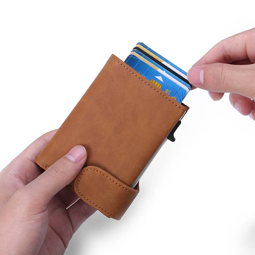 

Male Brown Wallet Genuine Leather Men Wallets Anti-theft Credit Card Holder Slim Thin Smart Magic Wallet Small Short Coin Purse