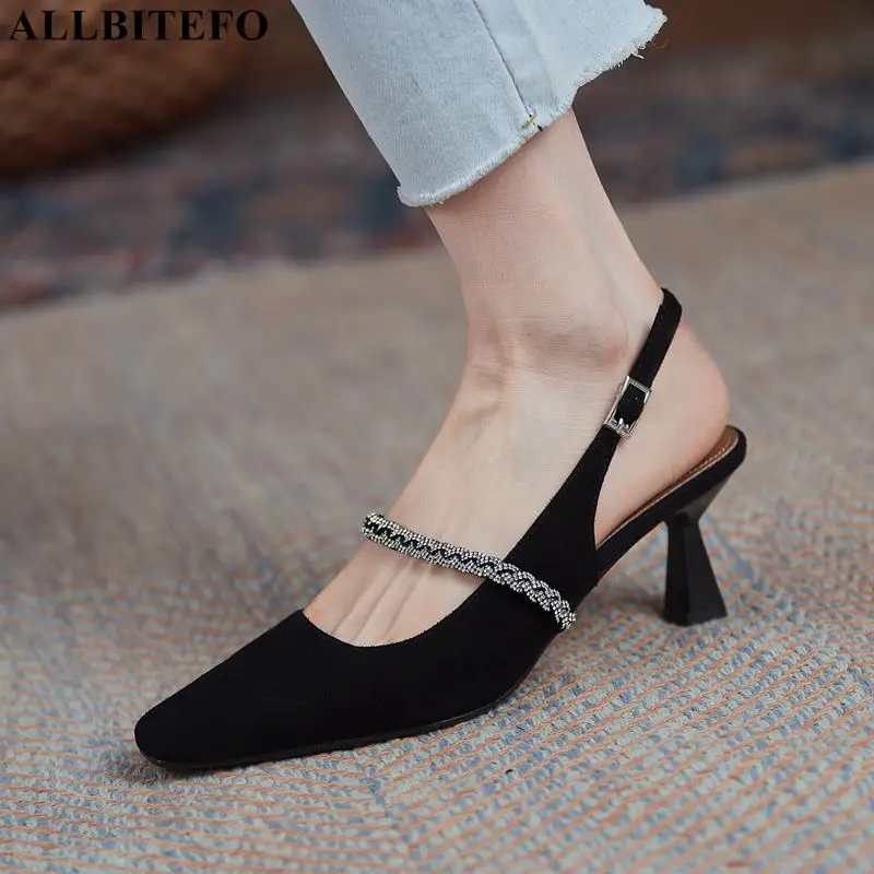 

ALLBITEFO high quality genuine leather sexy high heels party women shoes summer women sandals high heels shoes des sandales