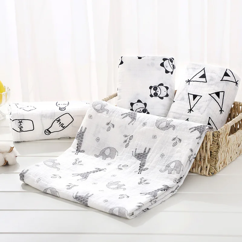 

120cm*110cm 2 Layer Muslin Blanket Gauze Bamboo Baby Swaddle Blankets Newborn Baby Muslin Battaniye