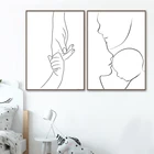 Одежда для мамы и ребенка арт проведенными линиями Плакаты абстрактные минималистский Wall Art Печать холст Картина декоративный для детской комнаты фотографии