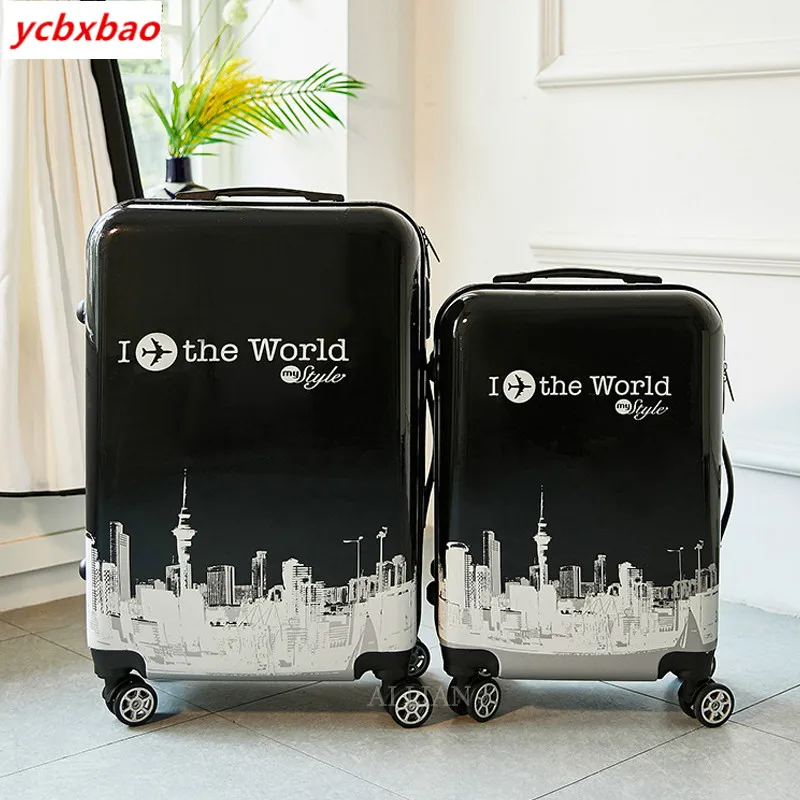 24 дюйма Женская чемодан на колесиках для путешествий Чемодан ABS + PC бленда