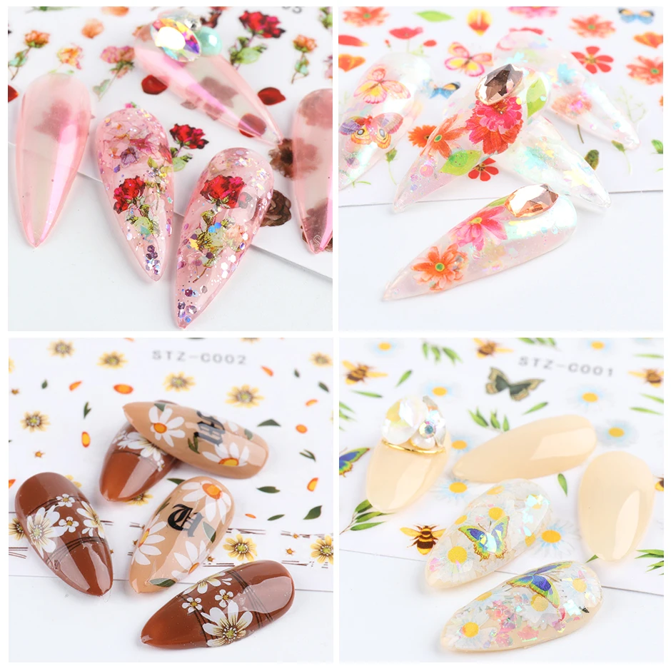 

1pcs Flower Lavender Nail Stickers Nail Decals 3D Dried Flower Leaf Slider Nail Decoration Manicure Adhesive Tattoo