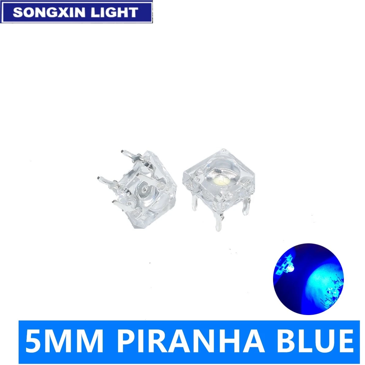10 шт. супер флюс 5 мм прозрасветодиодный синий светодиод Пиранья ультра яркий