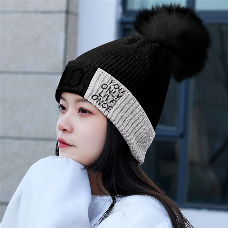 Модная женская теплая однотонная плотная Мягкая шерстяная шапка полосатая