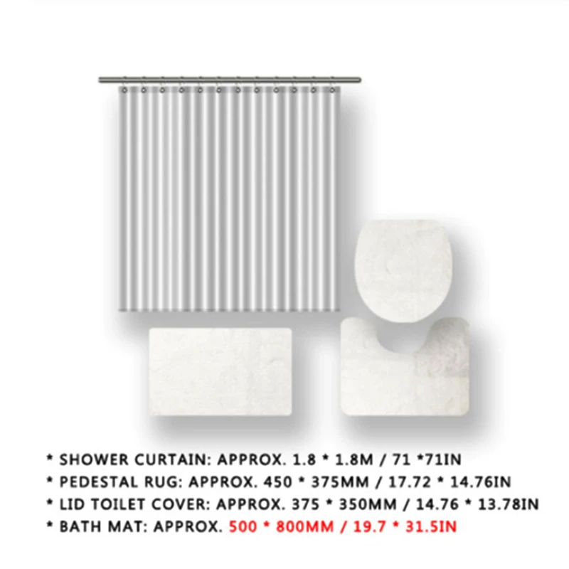 NYAA 4 шт. мозаичные украшения занавески для душа пьедестал коврик крышка унитаза коврик для ванной набор ковриков для ванной комнаты декор