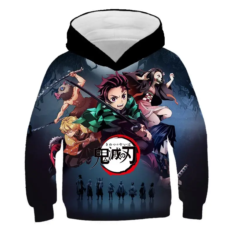 

Hot Sale Creative printed Comic Ghost Blade 3D Hoodies Men Women Autumn white children Sweatshirt boys girls Demon Slayer Hooded