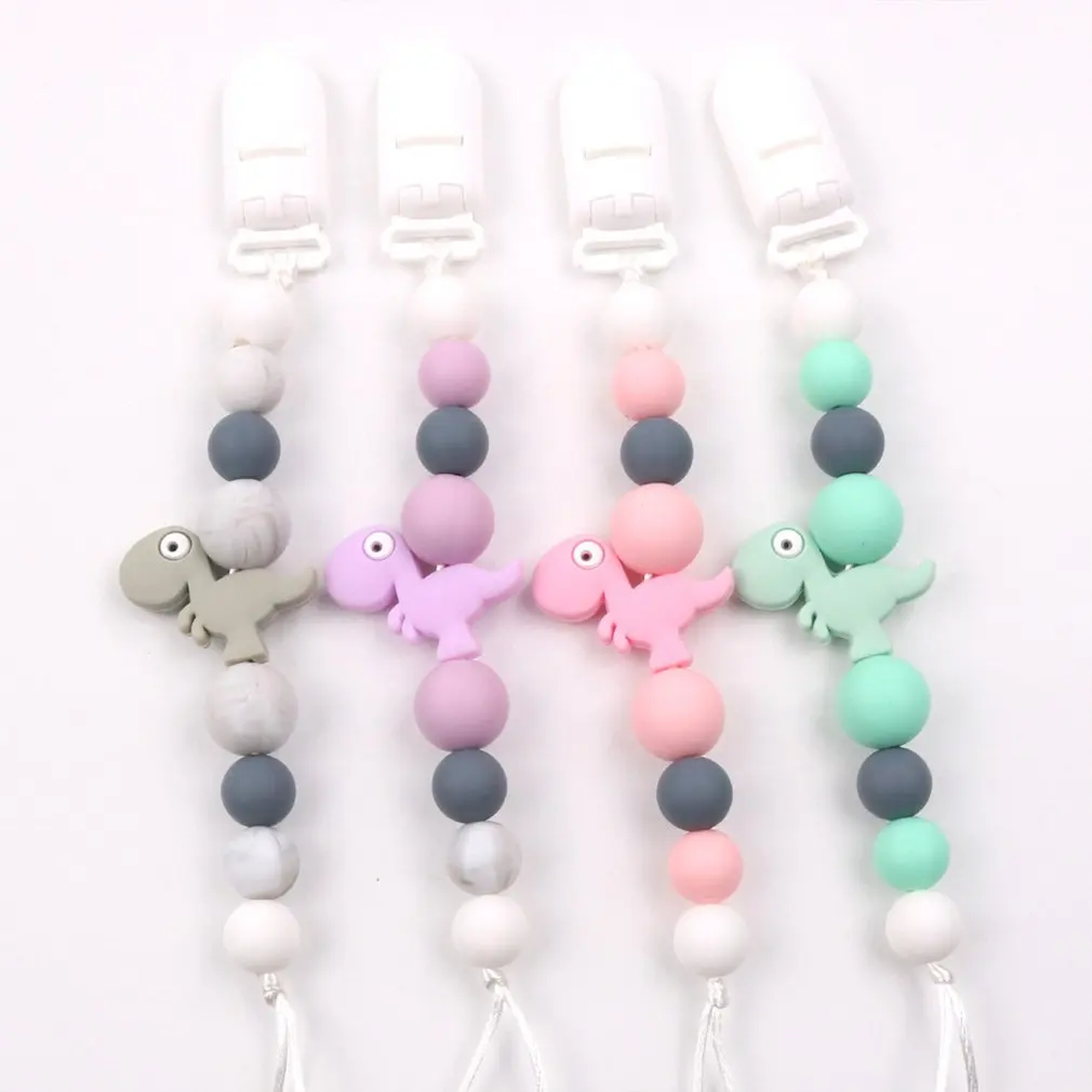 

Pacifiers Clips Holder Silicone Beaded Lanyard Teething Relief Teether Toys For Infant Boys Girls Newborn