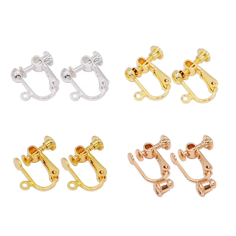 

U-образный регулируемый винт, из чистой меди, 18 карат, с золотым покрытием, 2 шт., для фиксации цвета, аксессуары для ушей, зажимы-преобразовате...