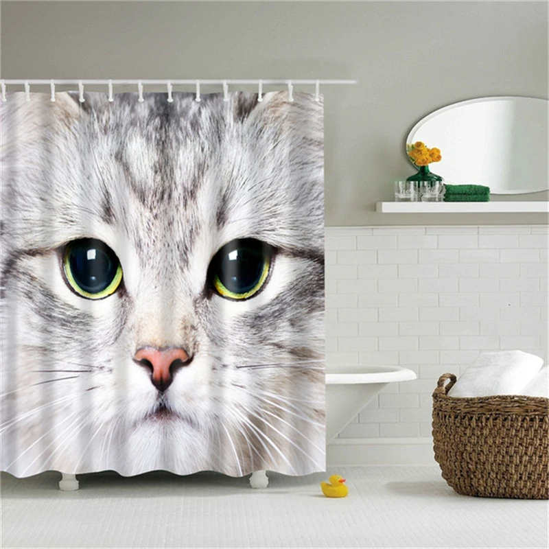 Занавеска для душа с рисунком аниме Pet Cat занавеска ванной комнаты Забавный
