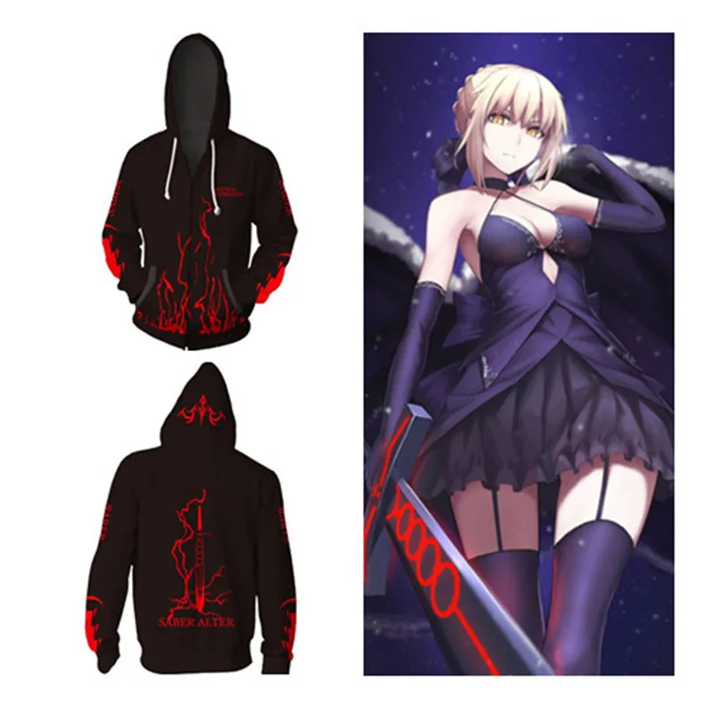 Alter Игра Fate/stay night Косплей артурия Пендрагон толстовка на молнии для мужчин и женщин аниме одежда свитер 3D печать Новинка - Цвет: Alter