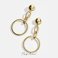 ins minimalist style earrings fashionable unique design circle gold drop earrings for women geometric dangle earrings