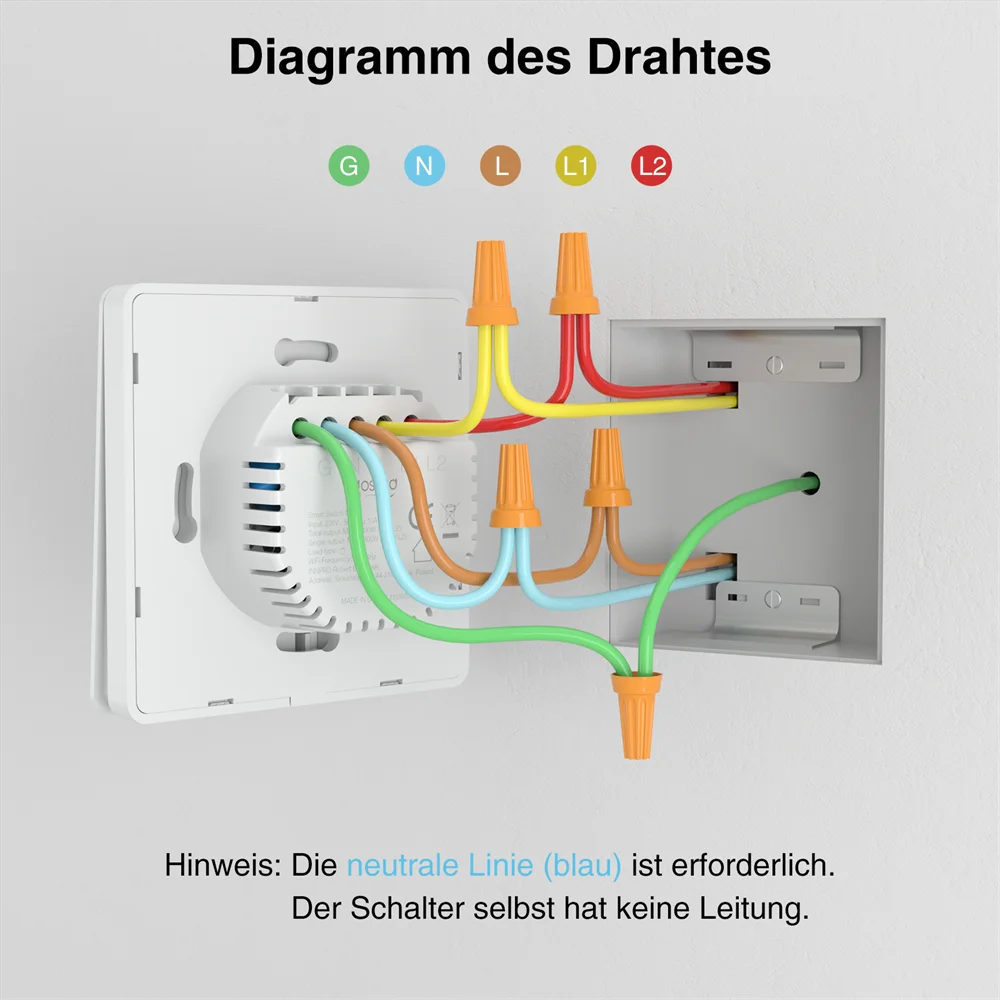 Gosund SW9 Smart Switch EU 10A 2 Push Buttom Wall Switches Compatible with Alexa Google Home  Wireless Smart Switch Light WIFI images - 6