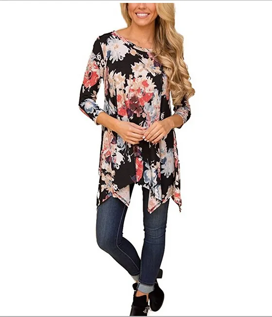

womens t-shirt fashion print tee hot style long sleeve women flower printed top casual loose female gothic tees vintage