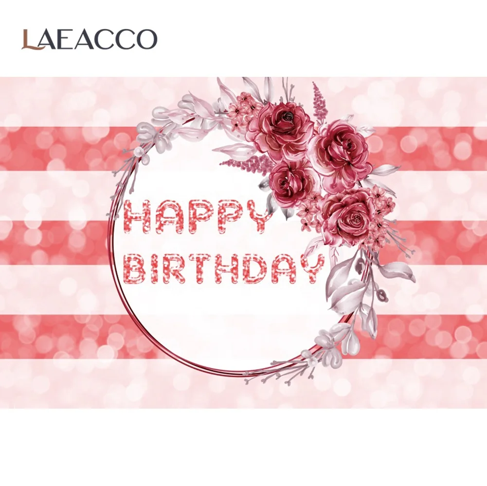 

Laeacco Red Stripes Flowers Polka Dots Light Bokeh Birthday Party Princess Photozone Photo Background Photo Backdrop Photostudio
