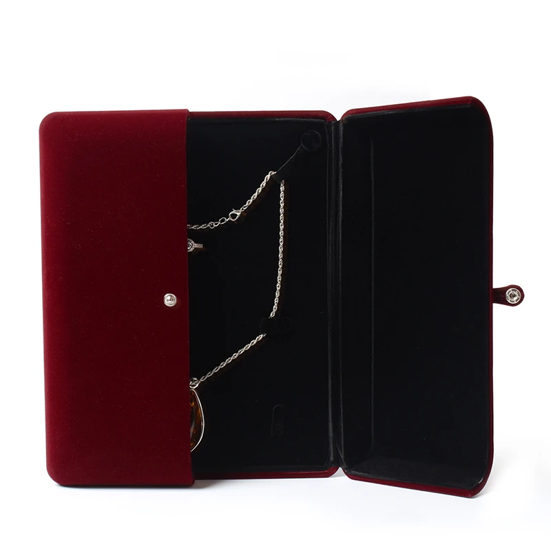 Красный большой бархатный набор кнопок коробка для ювелирных изделий кольцо