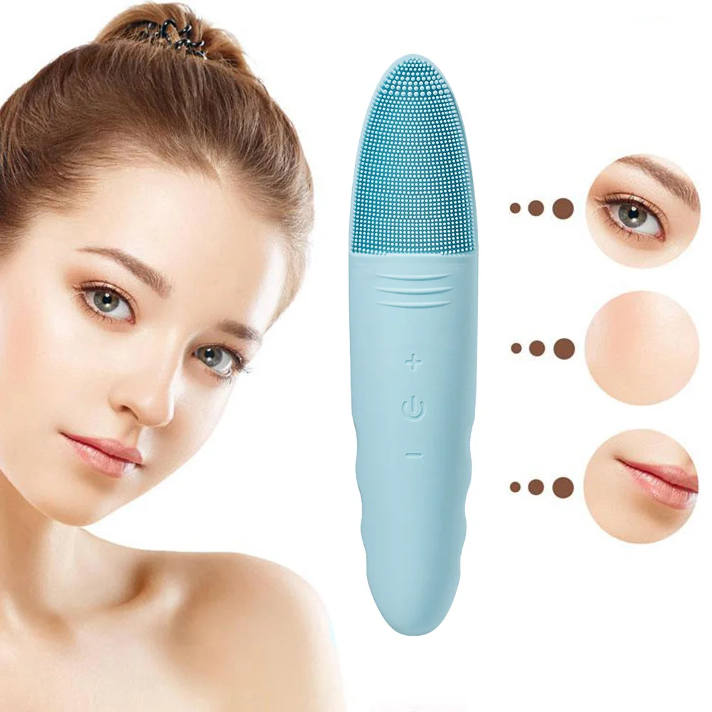 

Электрический силиконовый очиститель для лица, водонепроницаемая ультразвуковая вибрационная щетка для лица, удаление черных точек, USB пер...