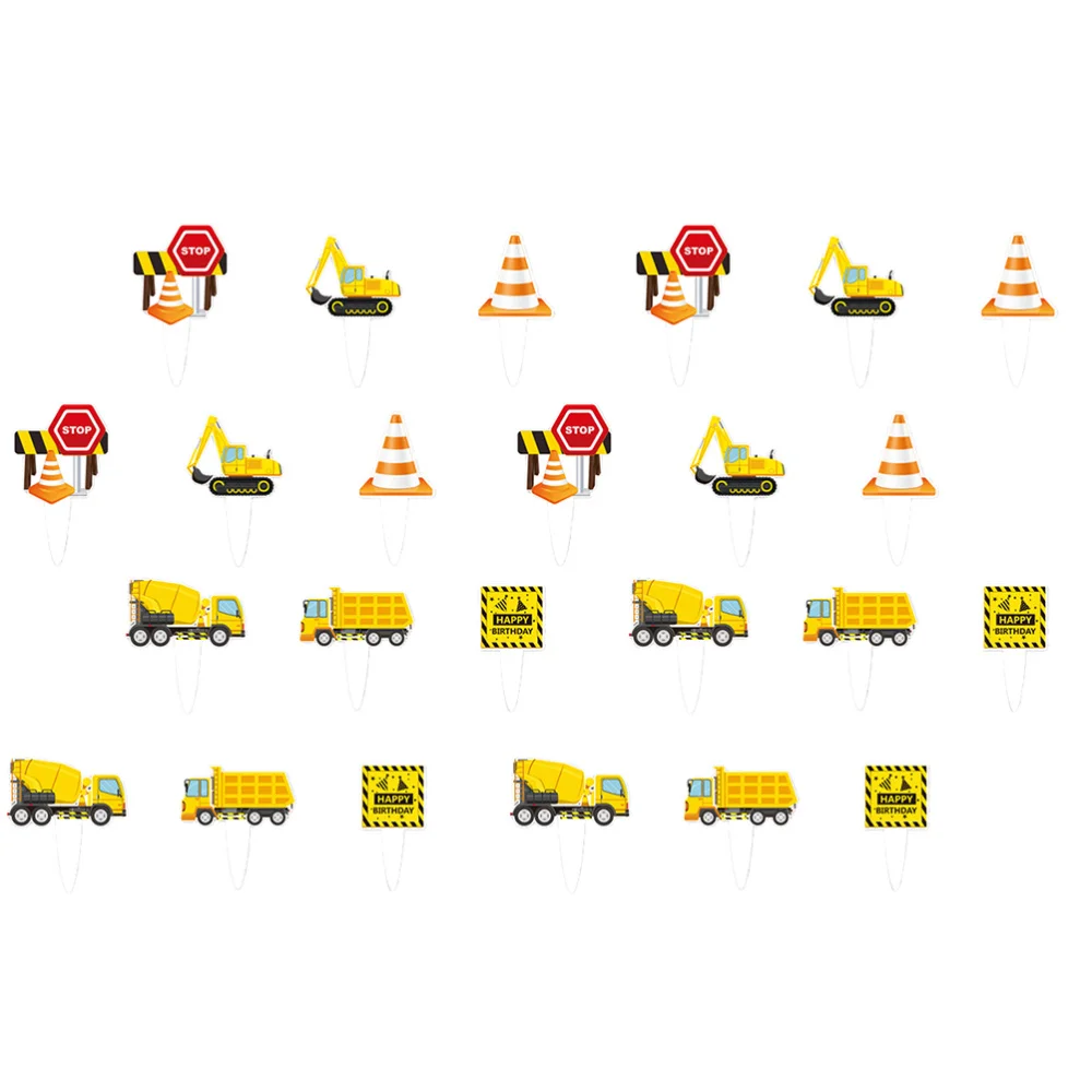 

24pcs Creative Cake Picks Birthday Party Transportations Cake Toppers Decoration