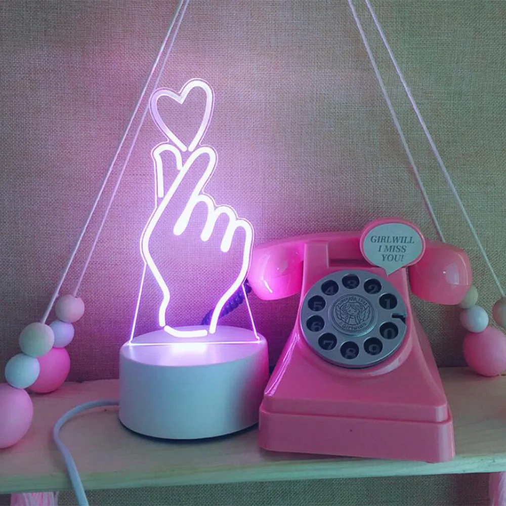 Скандинавский Ночной светильник в форме сердца с вилкой Стандарта США 3 цвета