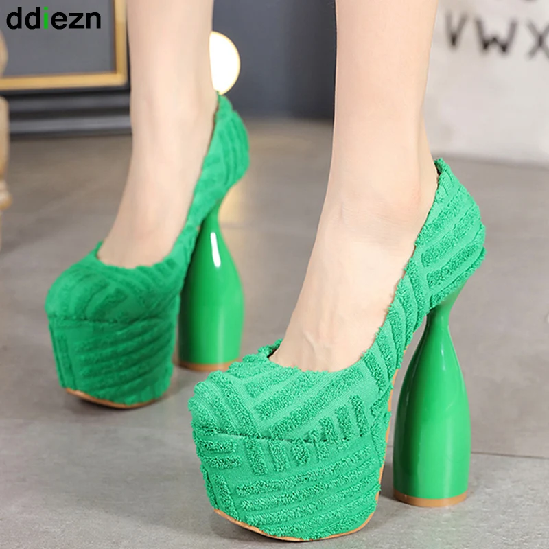 

Туфли-лодочки женские на резиновой платформе, босоножки на высоком каблуке 16 см, большой размер, весна 2022