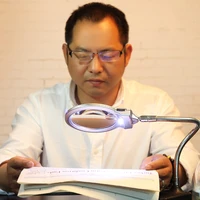 lighted led lamp book stands magnifier clip table top desk reading 2 25x 5x magnifying fku66