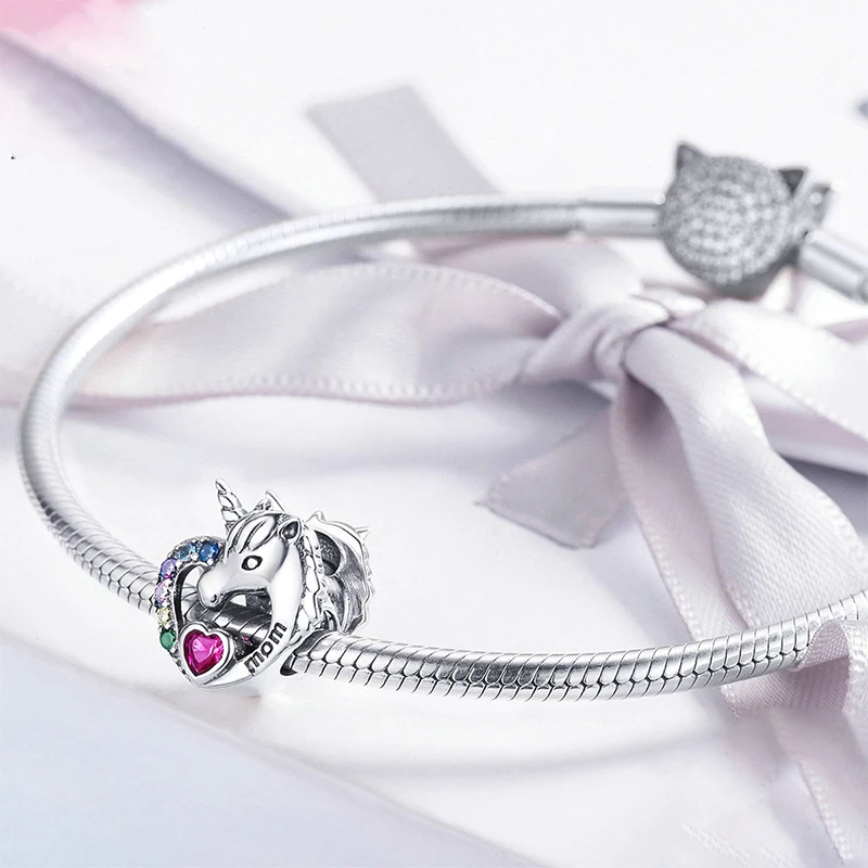 Подвеска в виде коня единорога оригинальный браслет-шарма красочные бусины из