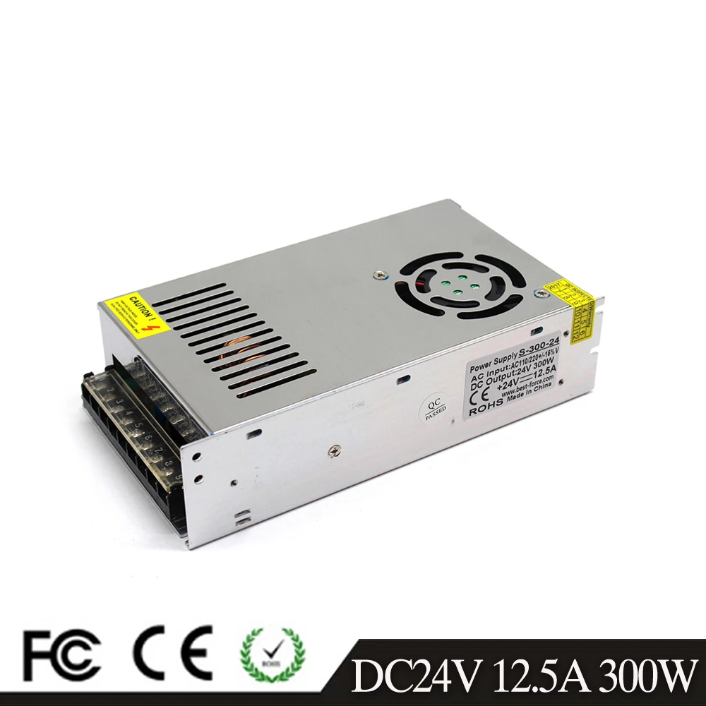 DC24V источник питания 12.5A 300 Вт трансформатор драйвера 220 В 110 AC в DC Fonte 24 для