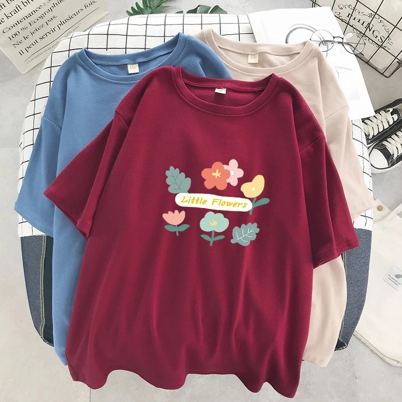 

Размера плюс 6XL 150 кг летние женские майки-цветок с коротким рукавом и круглым вырезом, с короткими рукавами на каждый день, женские хлопковы...