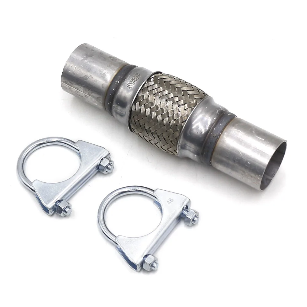 CNSPEED 1,7" x 4" x " автомобиль выхлопная Гибкая Труба Сильфон 201 нержавеющая сталь двойной Коннектор с оплеткой пульсация серебро