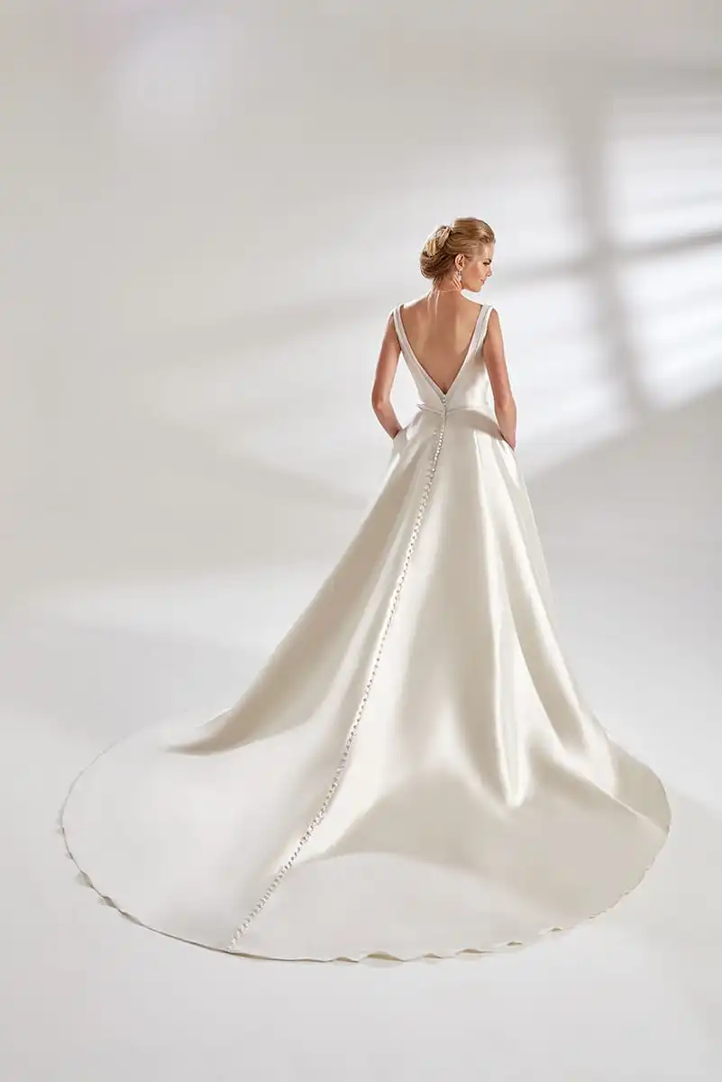 2020 Элегантное Атласное Свадебное Платье трапециевидной формы с карманами