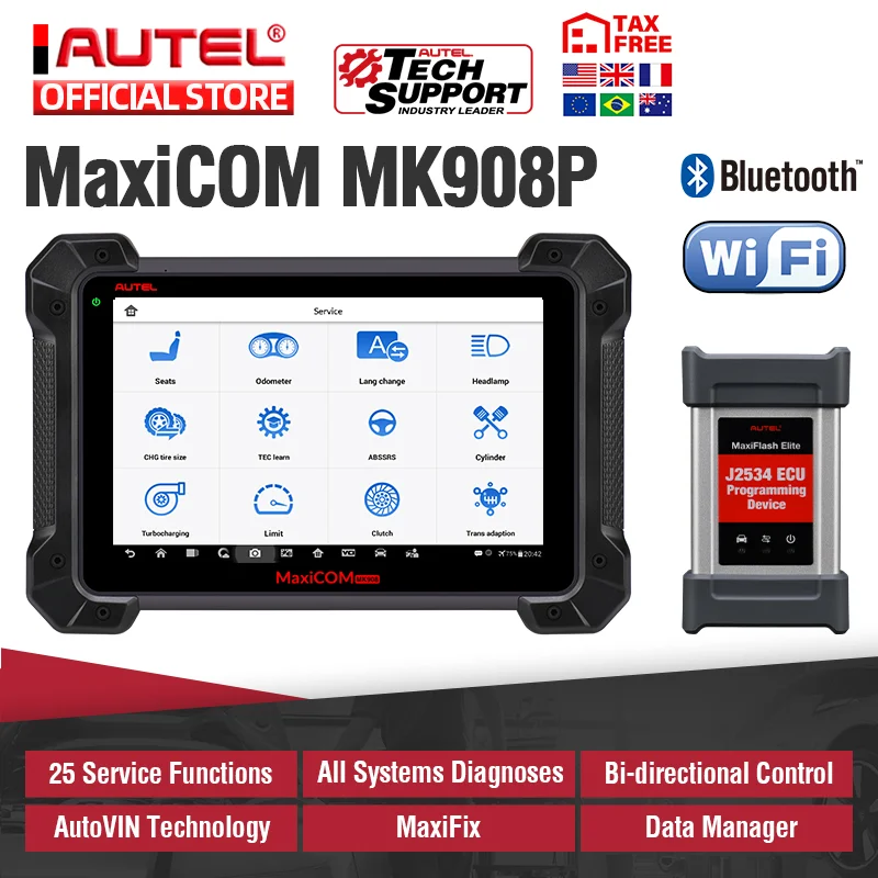 

Autel MaxiCOM MK908P Car Diagnostic Scanner MaxiSys J2534 Programmer key ECU Coding PK Maxisys Elite MS906BT IM608 MS908S PRO