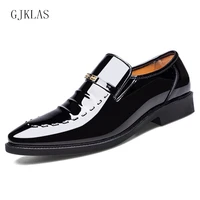 brown black formal shoes for men leather loafers plus size 47 48 business shoes men wedding dress shoes classic patent leather