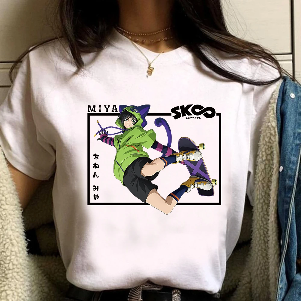 

Лидер продаж 2021, футболка с аниме Sk8 The Infinity, Женская Мия рубашка с милым мультяшным рисунком, футболки в стиле Харадзюку унисекс, повседневны...