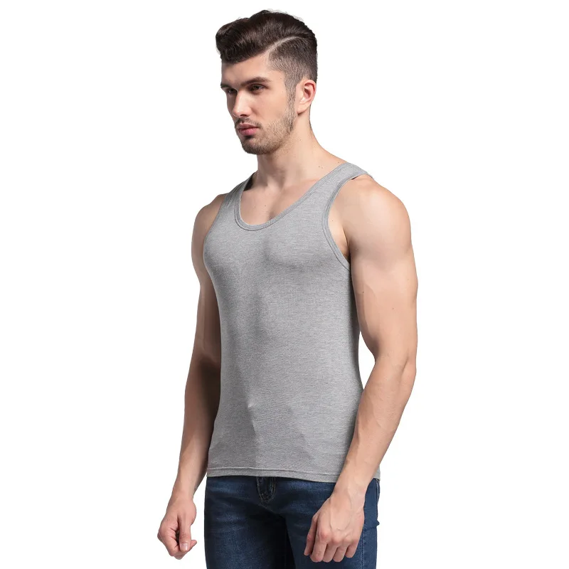 Мужская Летняя тонкая майка без рукавов из модала и хлопка для бодибилдинга