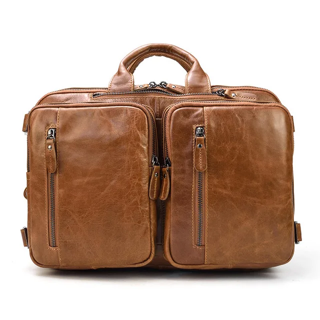 

Мужской деловой портфель из мягкой натуральной кожи, ручная сумка для ноутбука, многофункциональная сумка через плечо из воловьей кожи для ...