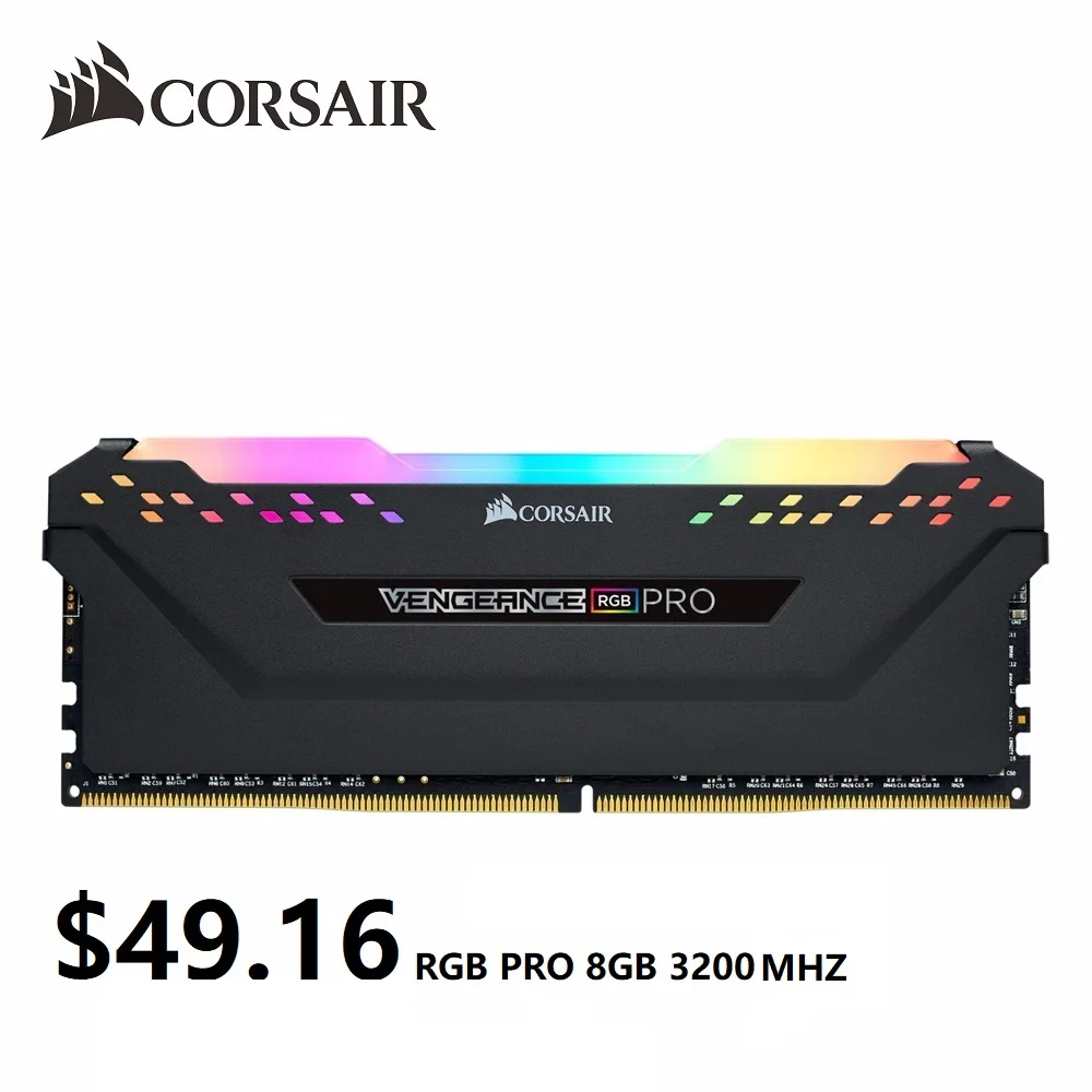 

Комплект модулей памяти CORSAIR VENGEANCE® RGB PRO 8 ГБ (1 x 8 ГБ) DDR4 DRAM 3200 МГц C16 — черный