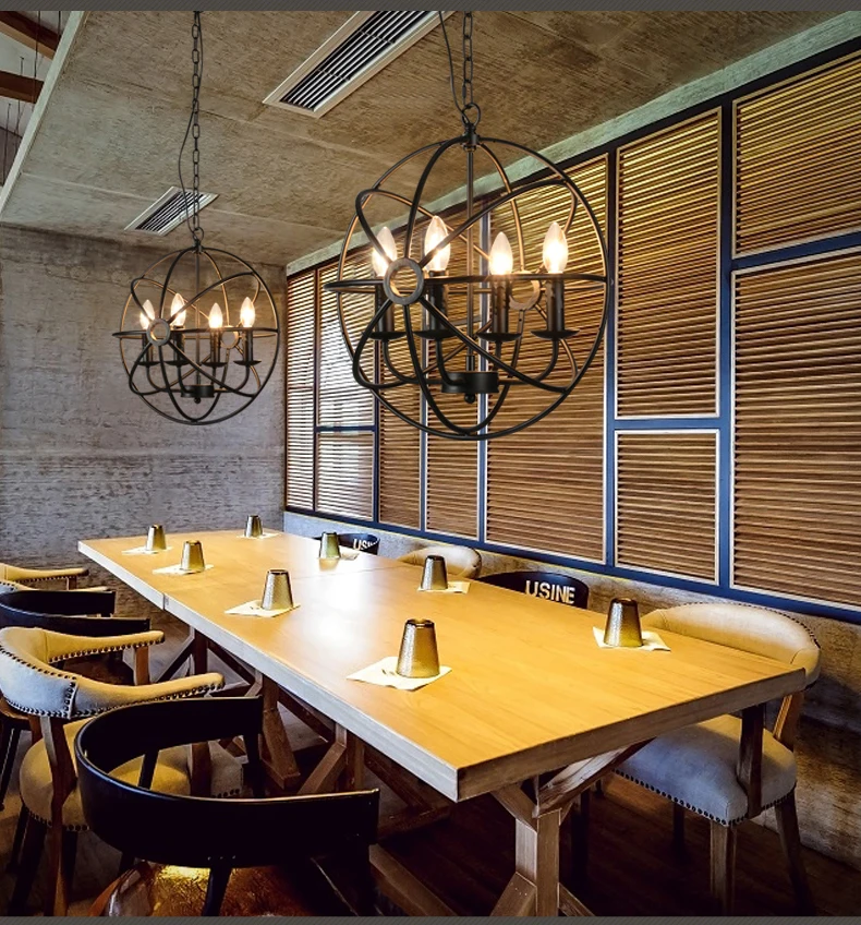

Nordic country industrial restoring ancient ways American Loft droplight globe cafe restaurant guest RH bar candle lamps and lan